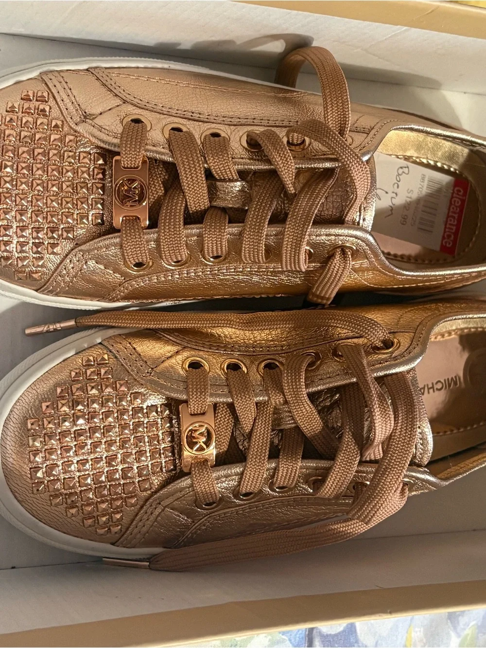 Michael Kors Rose Gold Embellished Women's Sneakers